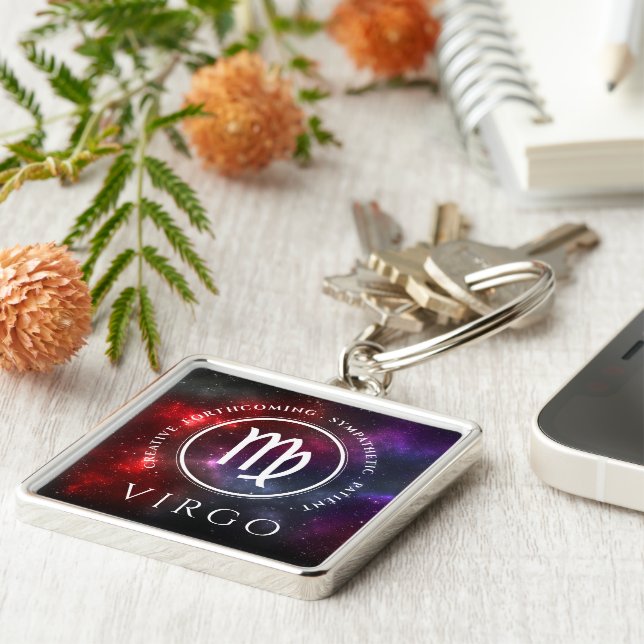 Starfield Våg Maiden Western Zodiac Fyrkantig Silverfärgad Nyckelring (Sidan)