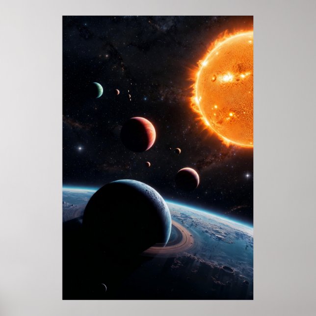 Starfire Horizon – Planetary Alignment Over a Ring Poster (Framsidan)