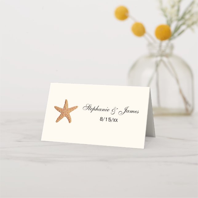 Starfish #2 Beach Escort Card PlaceCard IvoryC Placeringskort (Framsida)