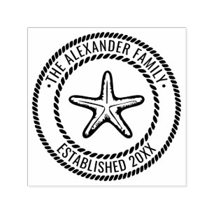 Starfish #2 Family Namn Date Estd Rope Ram Självfärgande Stämpel