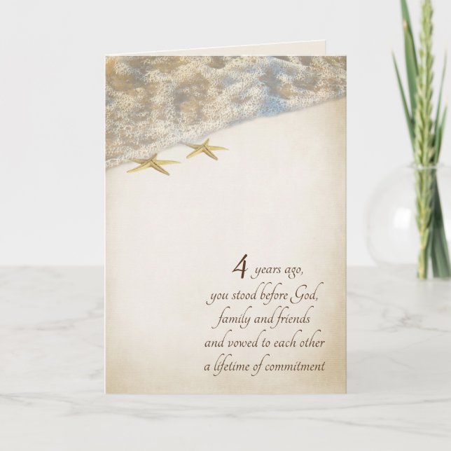 Starfish 4-årsjubileumskort kort (Framsida)