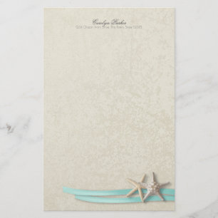 Starfish and Aqua Ribbon Brevpapper