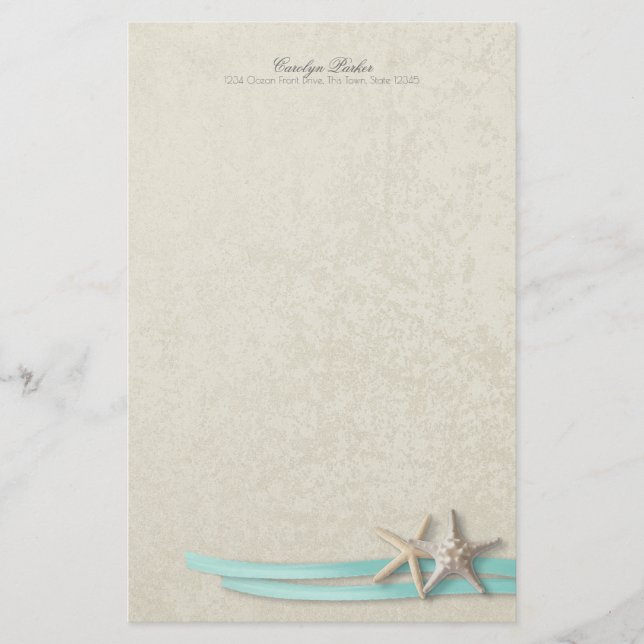 Starfish and Aqua Ribbon Brevpapper (Framsida)