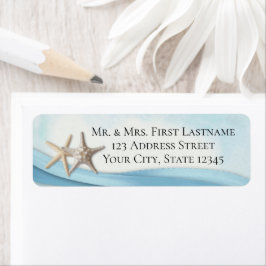 Starfish and Himlar Blue Ribbon Label Returadress Etikett