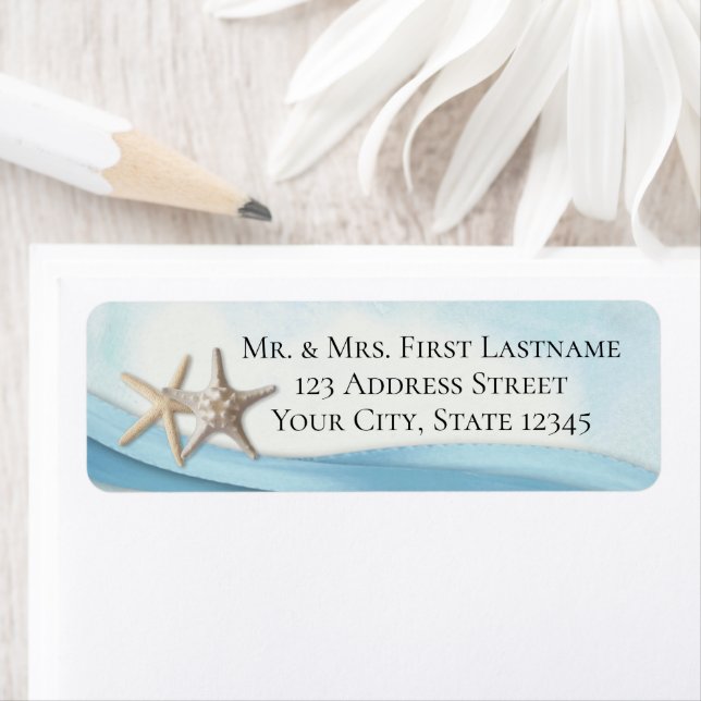 Starfish and Himlar Blue Ribbon Label Returadress Etikett (Insitu)