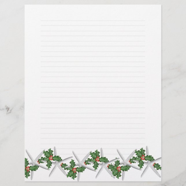 Starfish and Holly Lintet Letterhead Papper (Framsida)