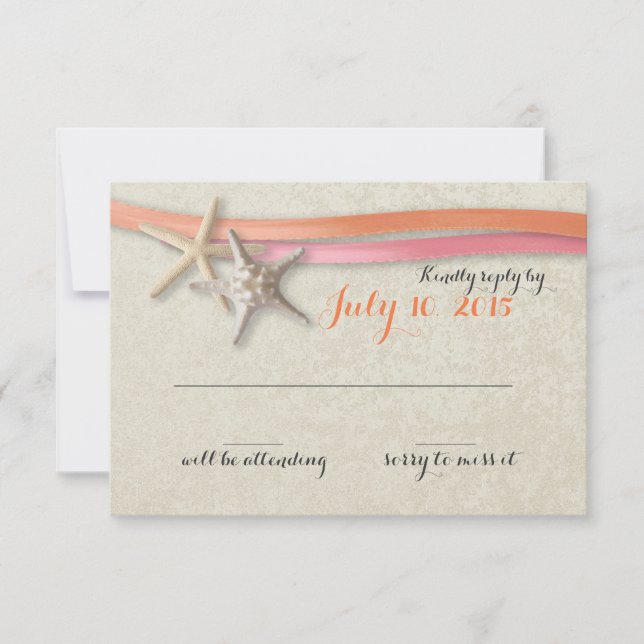 Starfish and Ribbon Coral and Rosa Response OSA Kort (Framsida)