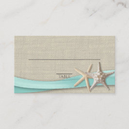 Starfish and Ribbon Place Aqua Placeringskort