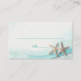 Starfish and Ribbon Turquise Place card Placeringskort