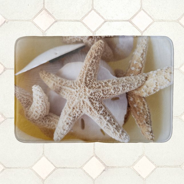 Starfish and Sand Dollars creamy white Coastal Badrumsmatta (Skapare uppladdad)