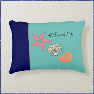 Starfish and Seashell Beach Life Prydnadskudde