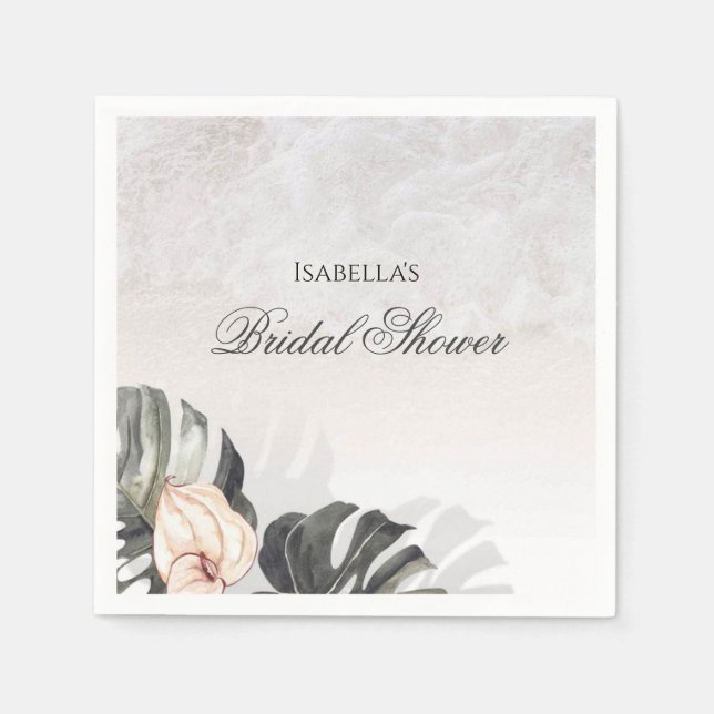 Starfish and Shells Tropical Beach Bridal Shower Pappersservett (Framsidan)