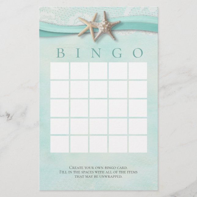 Starfish and Snöre Shower Bingo (Framsida)