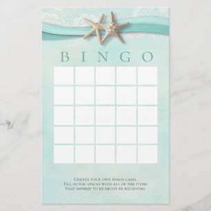 Starfish and Snöre Shower Bingo Brevpapper