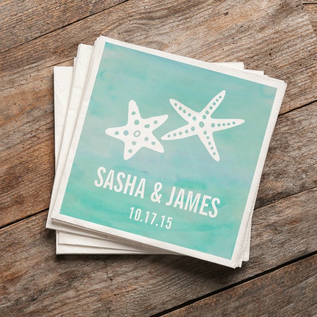 Starfish Aqua Beach Wedding Pappersservett (Skapare uppladdad)