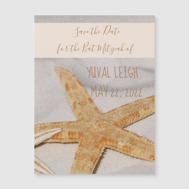 Starfish Bat mitzvah Magnetic Save Date Card (Framsida)
