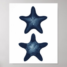 Starfish Beach Decor Navy Bathroom Art Poster