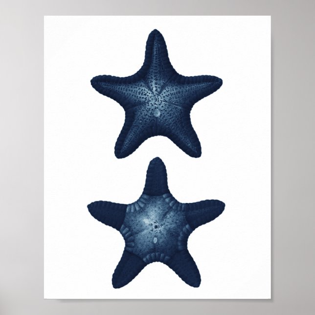 Starfish Beach Decor Navy Bathroom Art Poster (Framsidan)