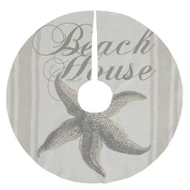 Starfish Beach House Seashore Coastal Julgransmatta Borstad Polyester (Framsidan)