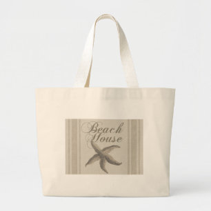 Starfish Beach House Seashore Coastal Jumbo Tygkasse