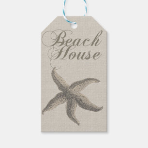 Starfish Beach House Seashore Coastal Presentetikett