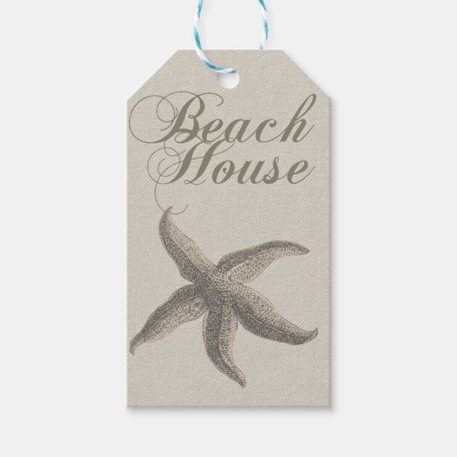 Starfish Beach House Seashore Coastal Presentetikett (Framsidan)