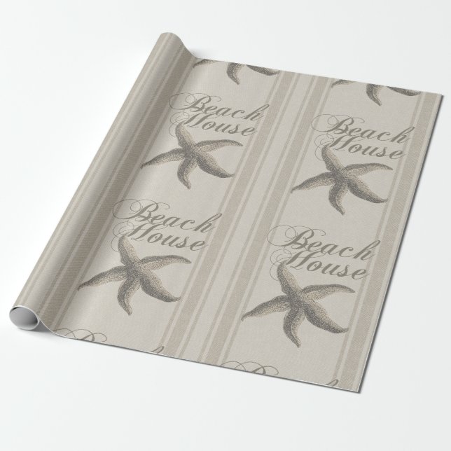 Starfish Beach House Seashore Coastal Presentpapper (Utrullad)