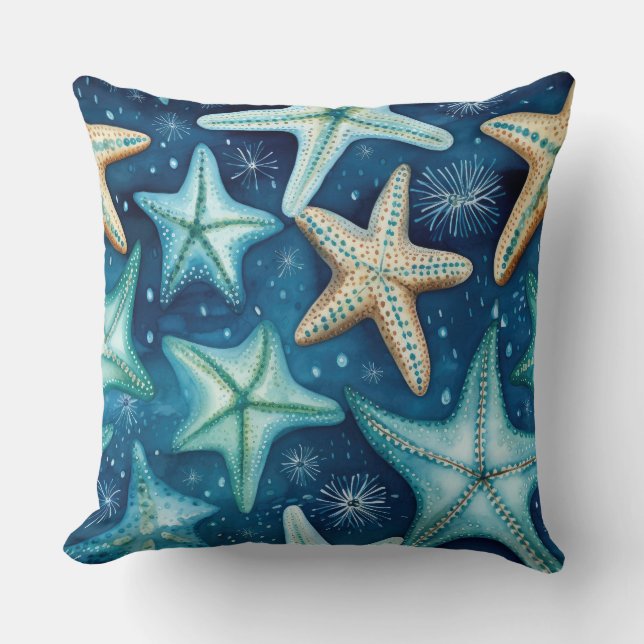 Starfish beach house throw pillow home decor kudde (Framsida)