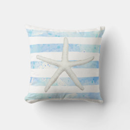 Starfish Beach Modern Simple Rand Blue and White Kudde