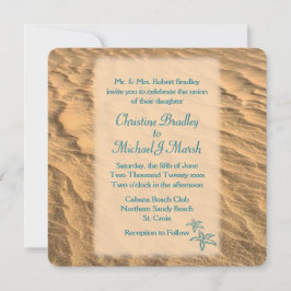 Starfish Beach Teal and Sand Bröllop Inbjudningar