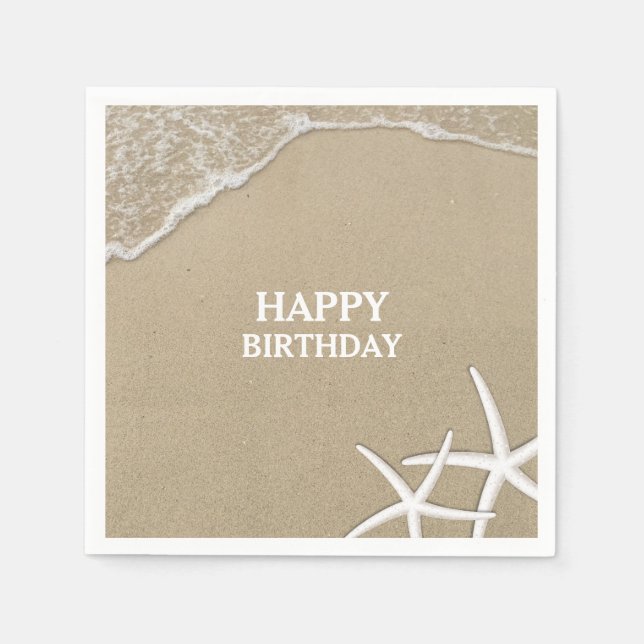 Starfish Beach Theme Grattis på födelsedagen Pappersservett (Framsidan)