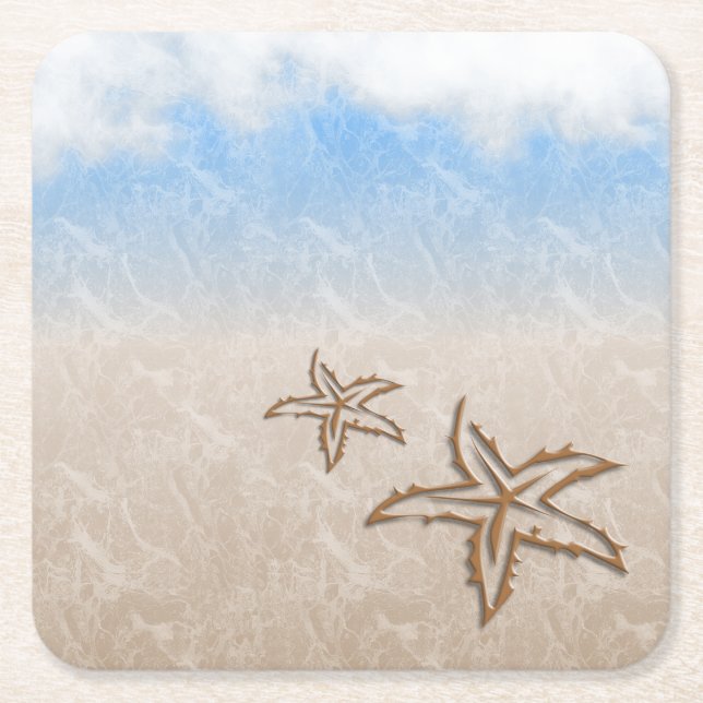 Starfish Beach Underlägg Papper Kvadrat (Framsidan)