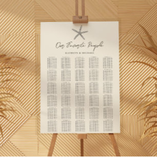 Starfish Beach Wedding 30 Bord, sittkartor Poster