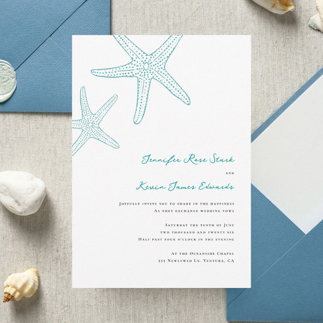 Starfish Beach Wedding Inbjudningar (Skapare uppladdad)
