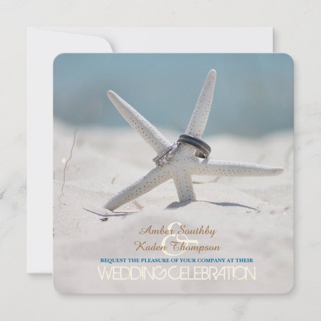 Starfish Beach Wedding Inbjudningar (Framsida)
