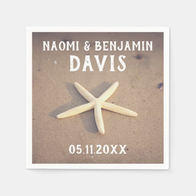 Starfish Beach Wedding Napkins Pappersservett (Framsidan)