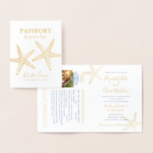 Starfish Beach Wedding Passport Folierat Kort