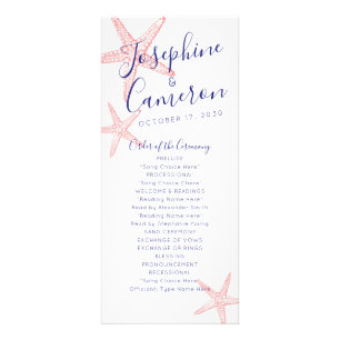 Starfish Beach Wedding Programme - Coral Rosa Reklamkort