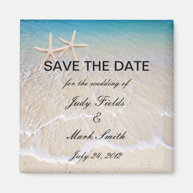 Starfish Beach Wedding Spara datum magneter (Framsidan)