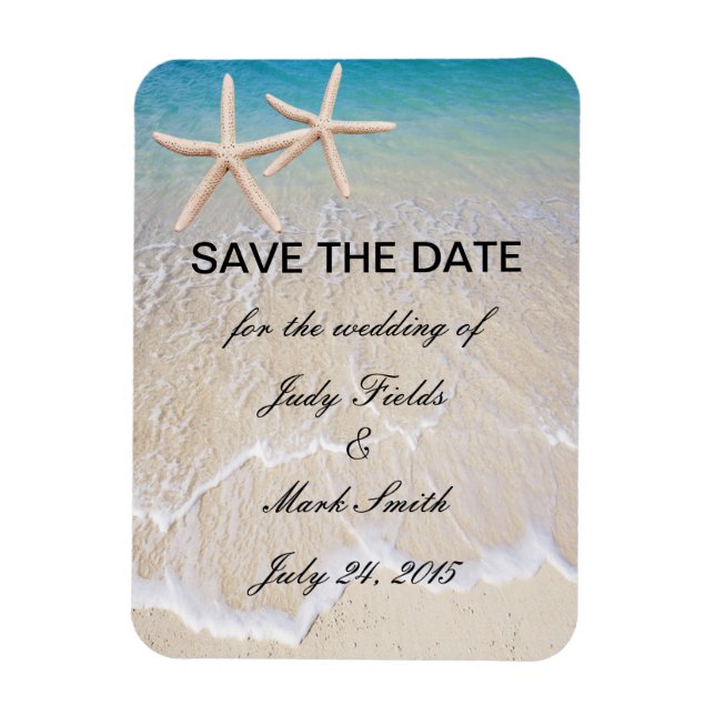 Starfish Beach Wedding Spara datum magneter (Vertikal)
