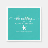 Starfish Beach Wedding Teal Turcos and White