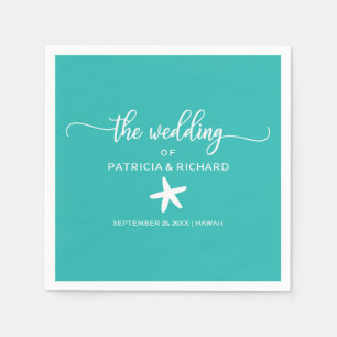 Starfish Beach Wedding Teal Turcos and White Pappersservett