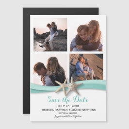 Starfish Beach Wedtor Multi Photo Spara datum Magnetisk Inbjudningskort