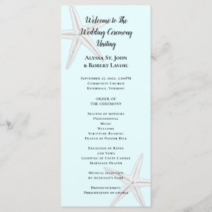 Starfish Blek Blue Tall Beach Ceremony Program