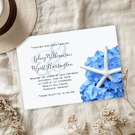 Starfish Blue Hydrangea Simple Ceremony Inbjudningar