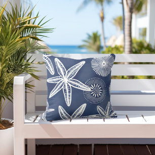 Starfish Blue White Kudde