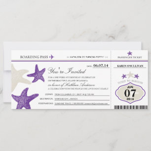 Starfish Boarding Pass Birthday Inbjudningar