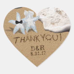 Starfish Bride Groom Sticker Hjärtformat Klistermärke