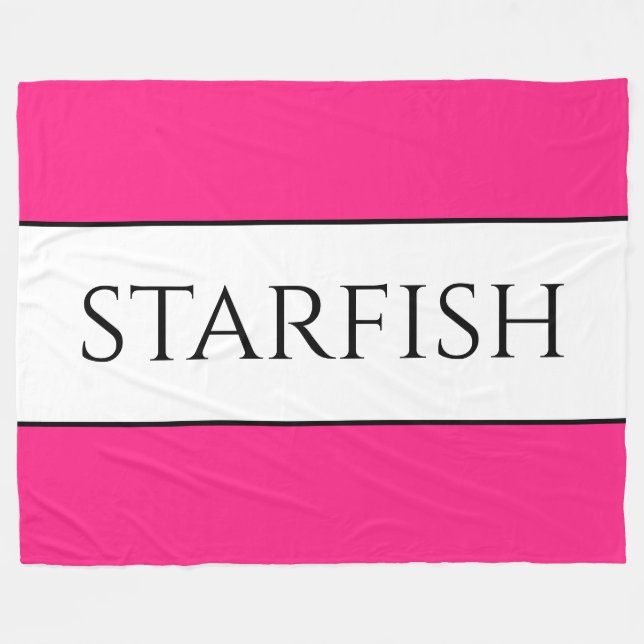 STARFISH Bright Roligt Cute Candy Rosa White Rand Fleecefilt (Framsidan (Horisontell))