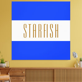 STARFISH Bright Royal Blue White Seaside Rand Canvastryck